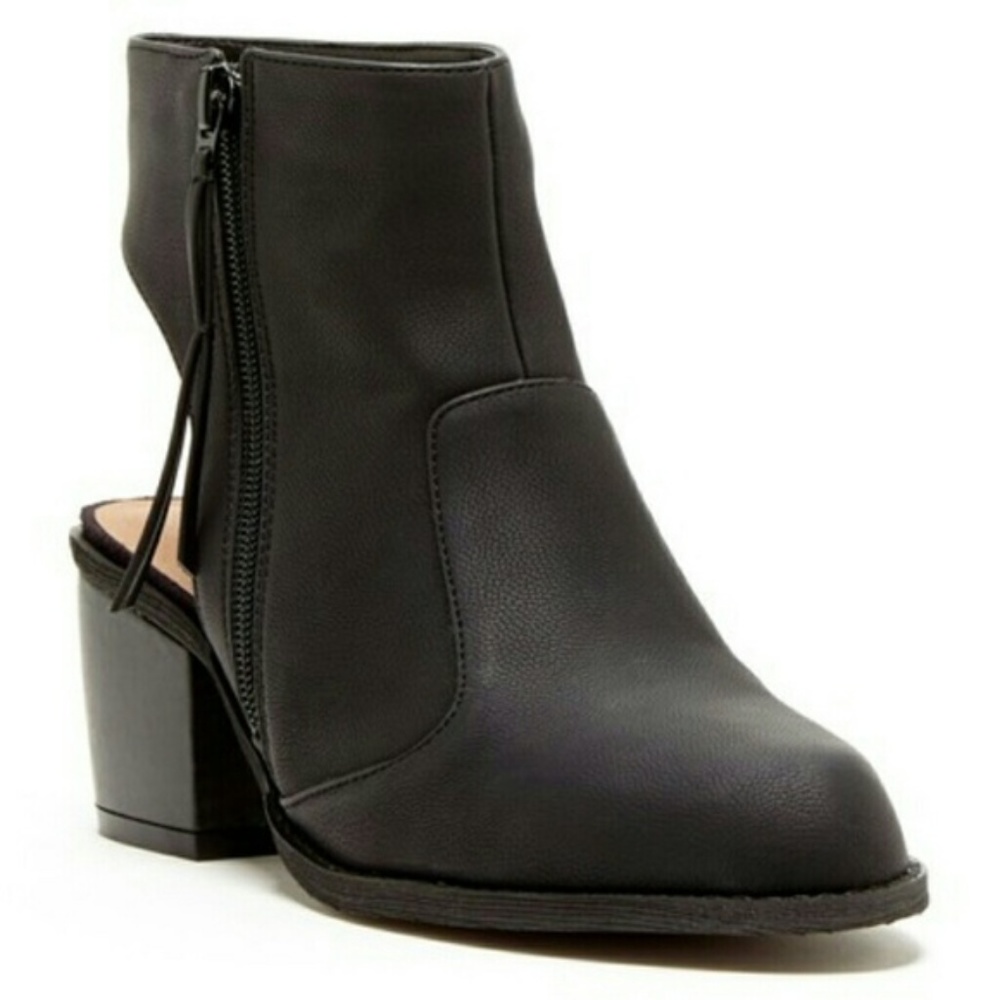 Womens Open Heel Closed Toe Zip Bootie Black Vegan - Picture 2 of 8